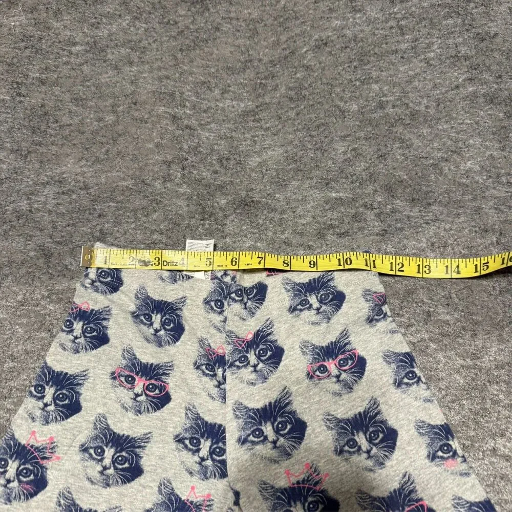 Gap Kids Girls Leggings Size XL Grey Cat Animal Print Print 12 Yrs Stretch Pants